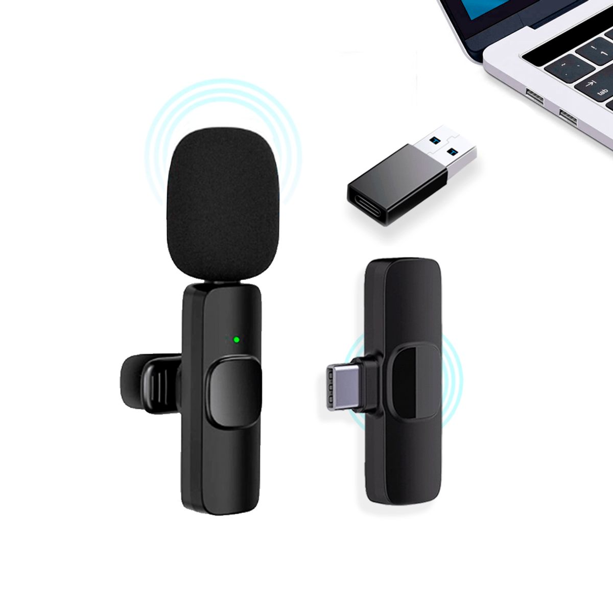KREED - Micrófono Solapero Inalámbrico Tipo C + Adaptador USB