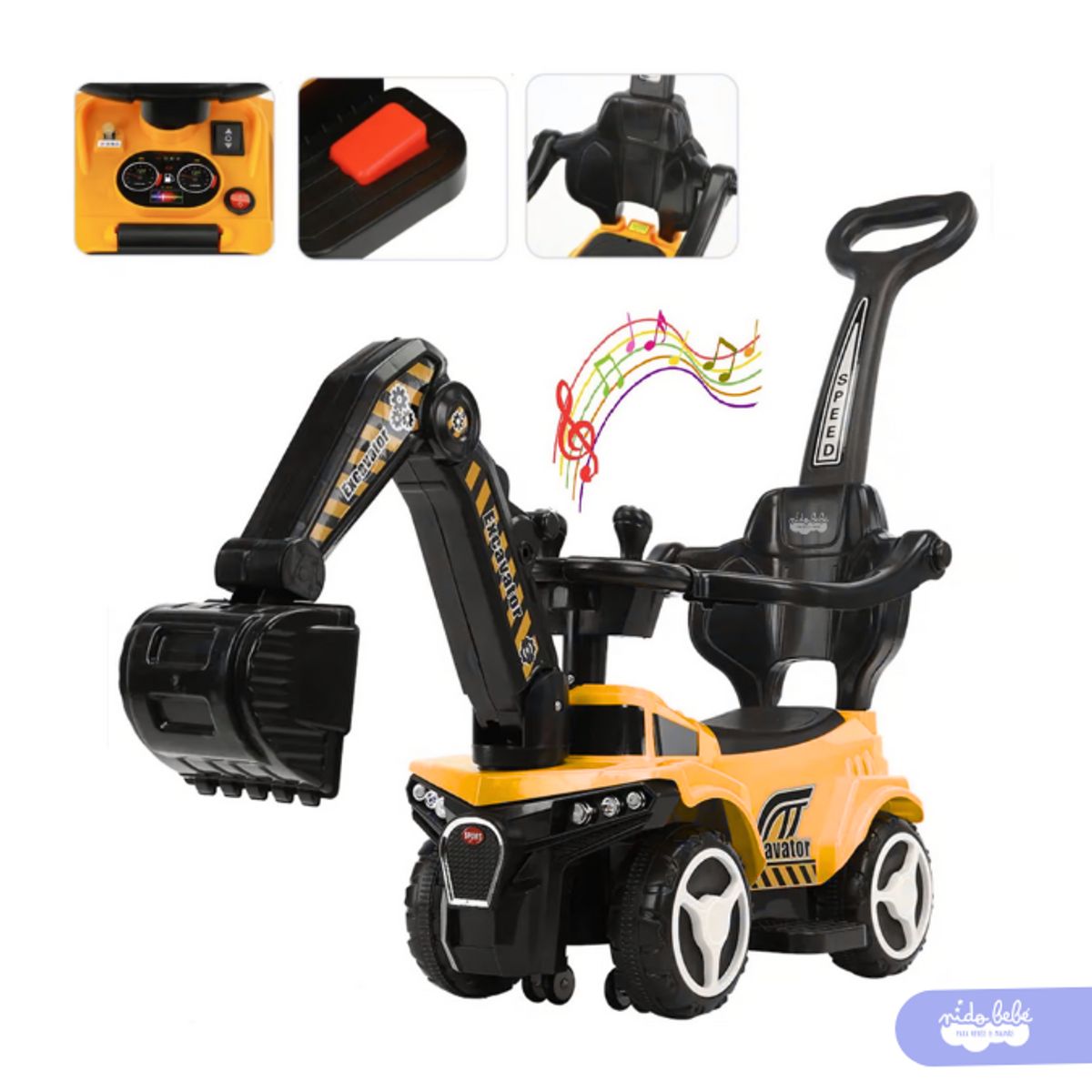 GENERICO - Excavadora Montable Musical Para Niño  Amarillo