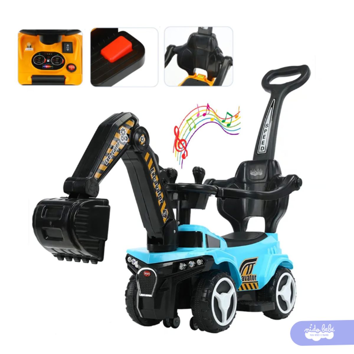 GENERICO - Excavadora Montable Musical Para Niño  Celeste
