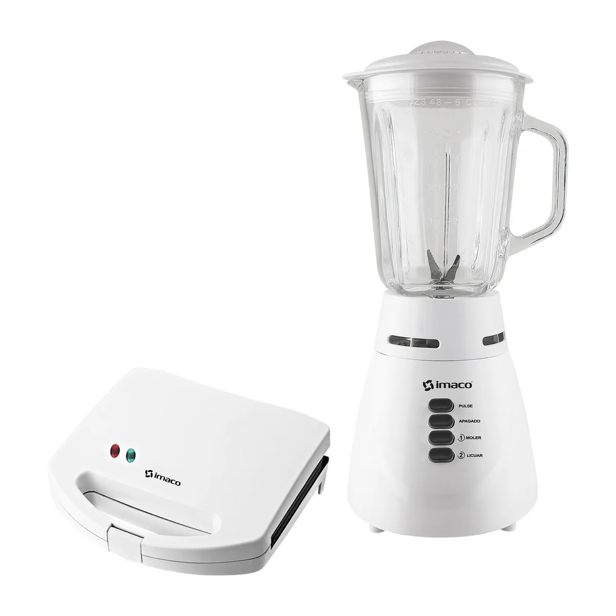 IMACO - Combo sandwichera 2 panes +Licuadora v/v 2 vel 1.5 lt 500w Imaco