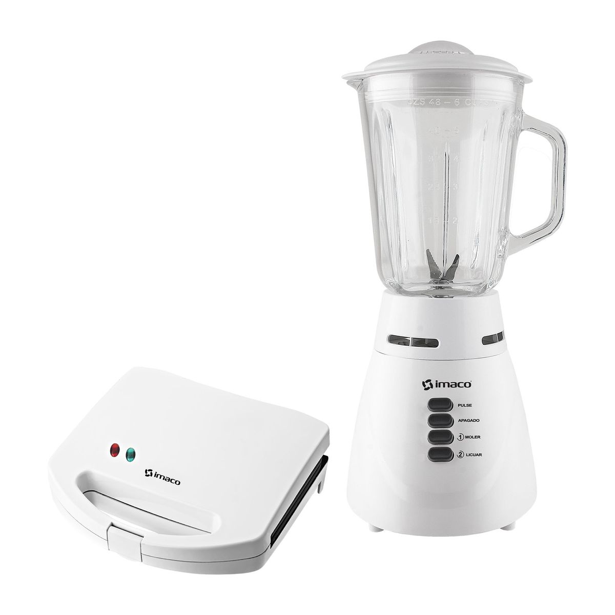 IMACO - Combo sandwichera 2 panes +Licuadora v/v 2 vel 1.5 lt 500w Imaco