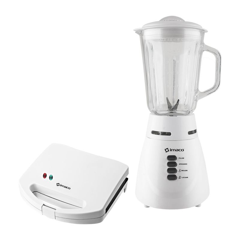IMACO - Combo sandwichera 2 panes +Licuadora v/v 2 vel 1.5 lt 500w Imaco