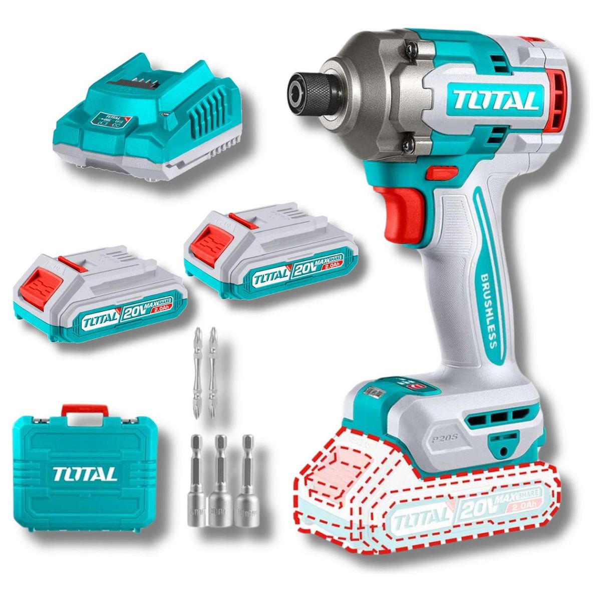 TOTAL - Atornillador de impacto 285nm 20v Total