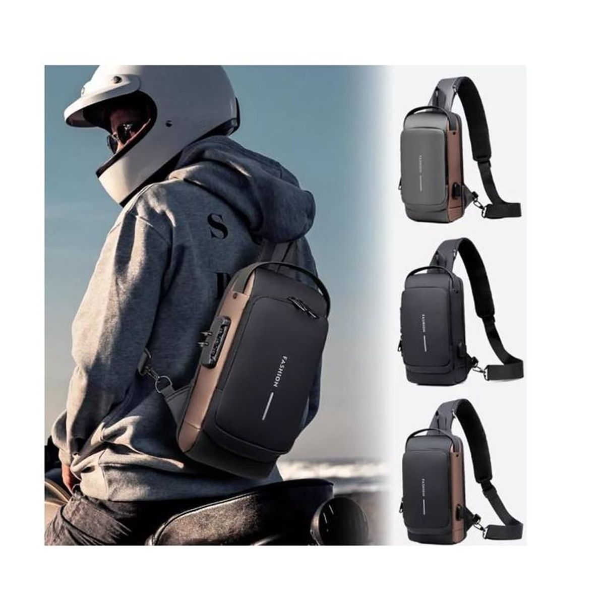 GENERICO - Mochila Morral Pechera Antirrobo con Clave Riñonera con Contraseña