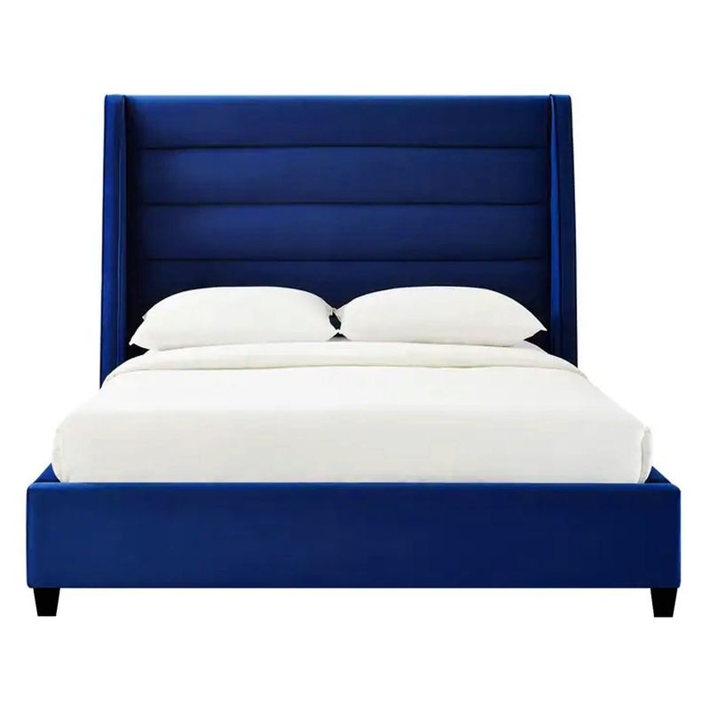 GENERICO - Cama Tapizada Listón Venus Azul Queen