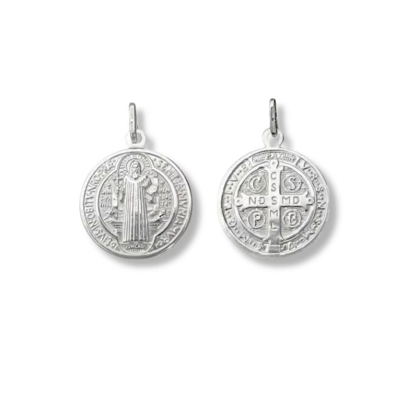 SANTORAL - Dije Medalla de San Benito 21mm - Plata