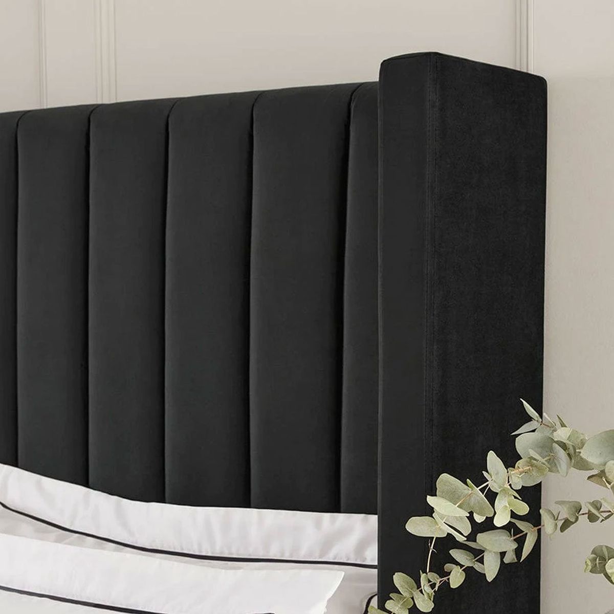 GENERICO - Cama Tapizada Listón Negro Queen