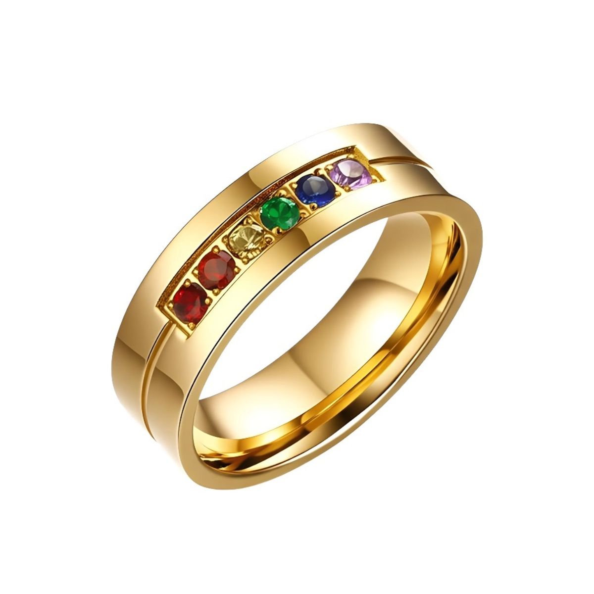 LUCYANA JOYAS Y ACCESORIOS - Anillo Compromiso Aro Alianza Arcoiris Unisex Pareja - Joyas Lucyana