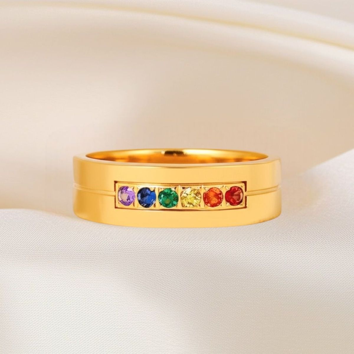 LUCYANA JOYAS Y ACCESORIOS - Anillo Compromiso Aro Alianza Arcoiris Unisex Pareja - Joyas Lucyana