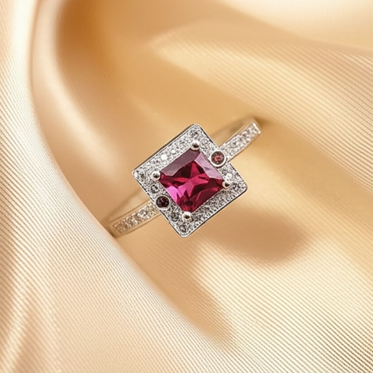 LUCYANA JOYAS Y ACCESORIOS - Anillo de Compromiso con Zirconio rojo - Joyas Lucyana