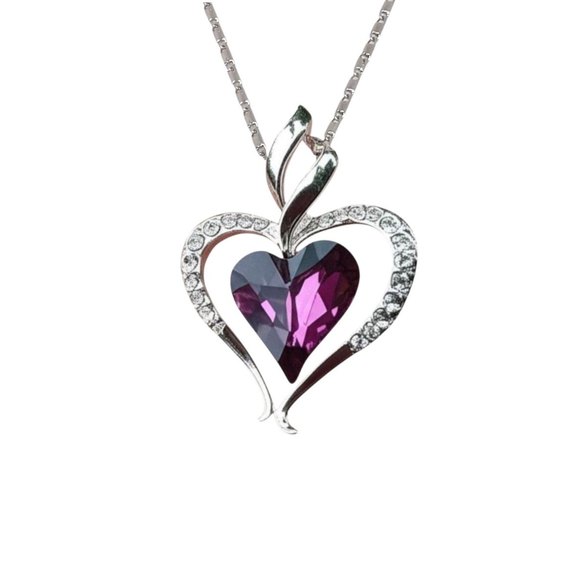 LUCYANA JOYAS Y ACCESORIOS - Collar para Mujer Mamá Corazón con Cristal Púrpura de Joyas Lucyana