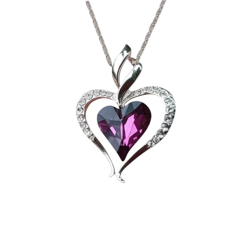 LUCYANA JOYAS Y ACCESORIOS - Collar para Mujer Mamá Corazón con Cristal Púrpura de Joyas Lucyana