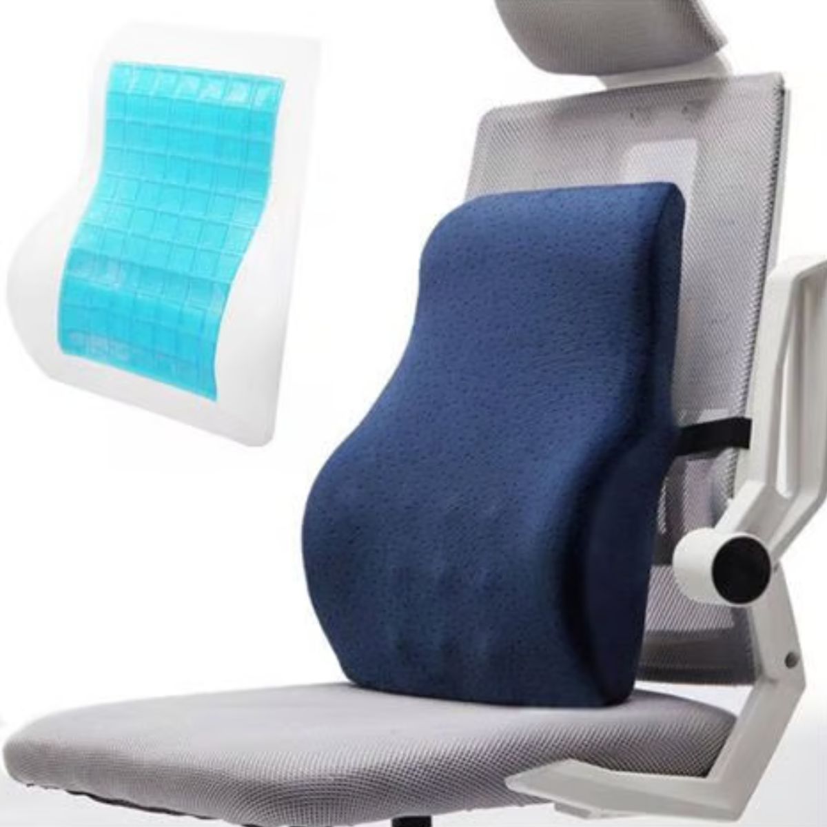 OEM - Espaldar Lumbar Viscoelástico y Gel Refrescante con Funda