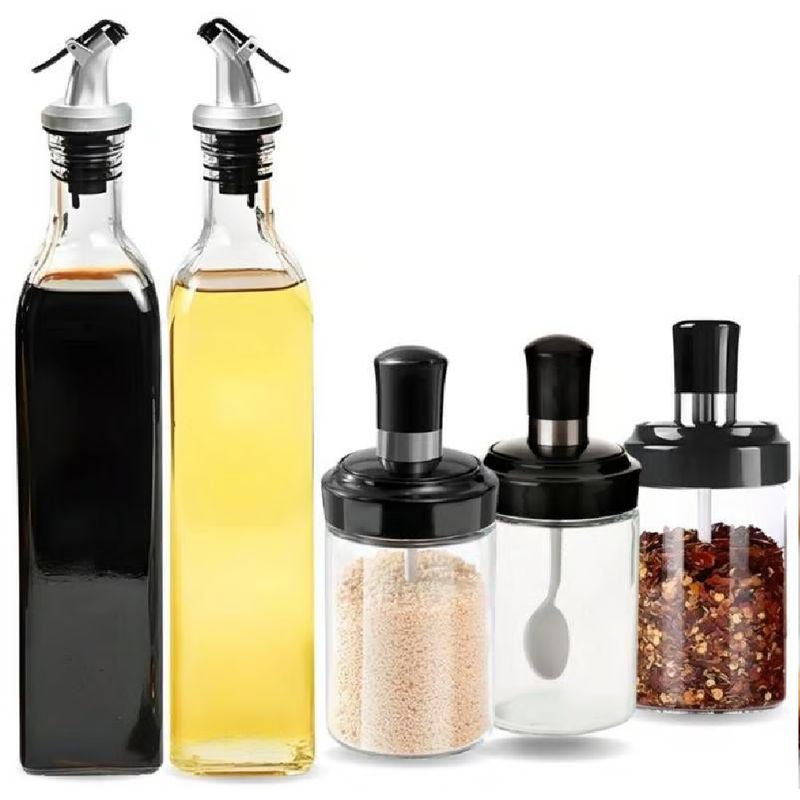 GENERICO - SET BOTELLA DISPENSADOR ACEITE Y CONDIMENTEROS  ESPECIEROS