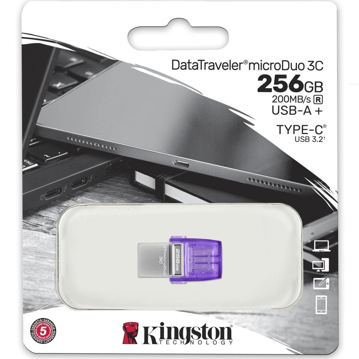 KINGSTON - Memoria Dual USB + USB tipo C - Kingston MicroDuo 3c - 256GB