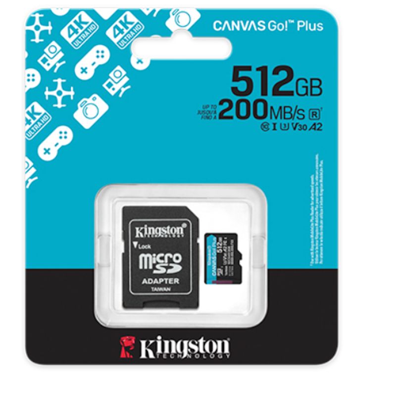 KINGSTON - Memoria Micro SD 512 GB Kingston Canvas Go Plus. Go Pro.Dron