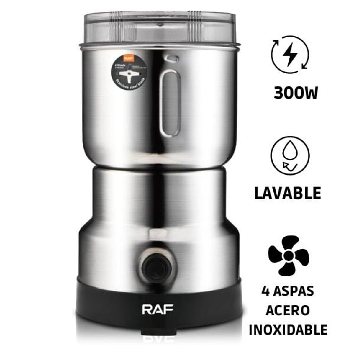 RAFF - MOLINILLO ELÉCTRICO CAFE,ESPECIES (RAF) 4 ASPAS 300 WATTS