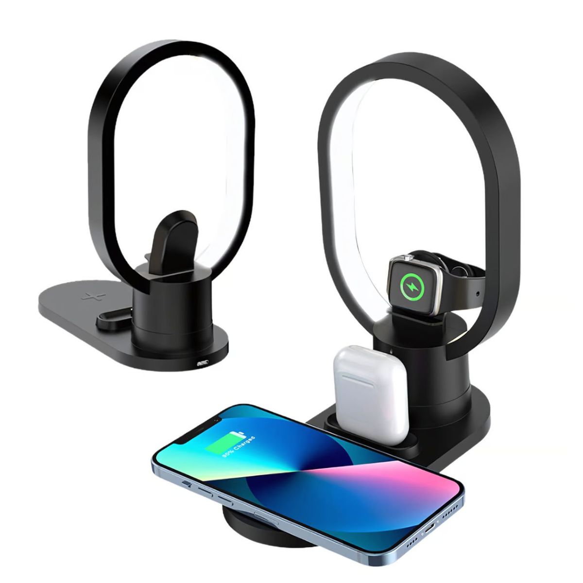 GENERICO - CARGADOR INALAMBRICO 4 EN 1 - Negro