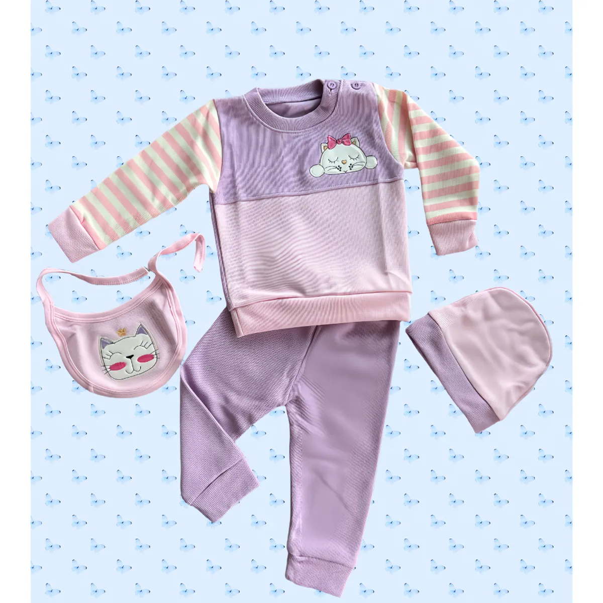 GENERICO - CONJUNTO PARA BEBE NIÑO/NIÑA 4 PIEZAS