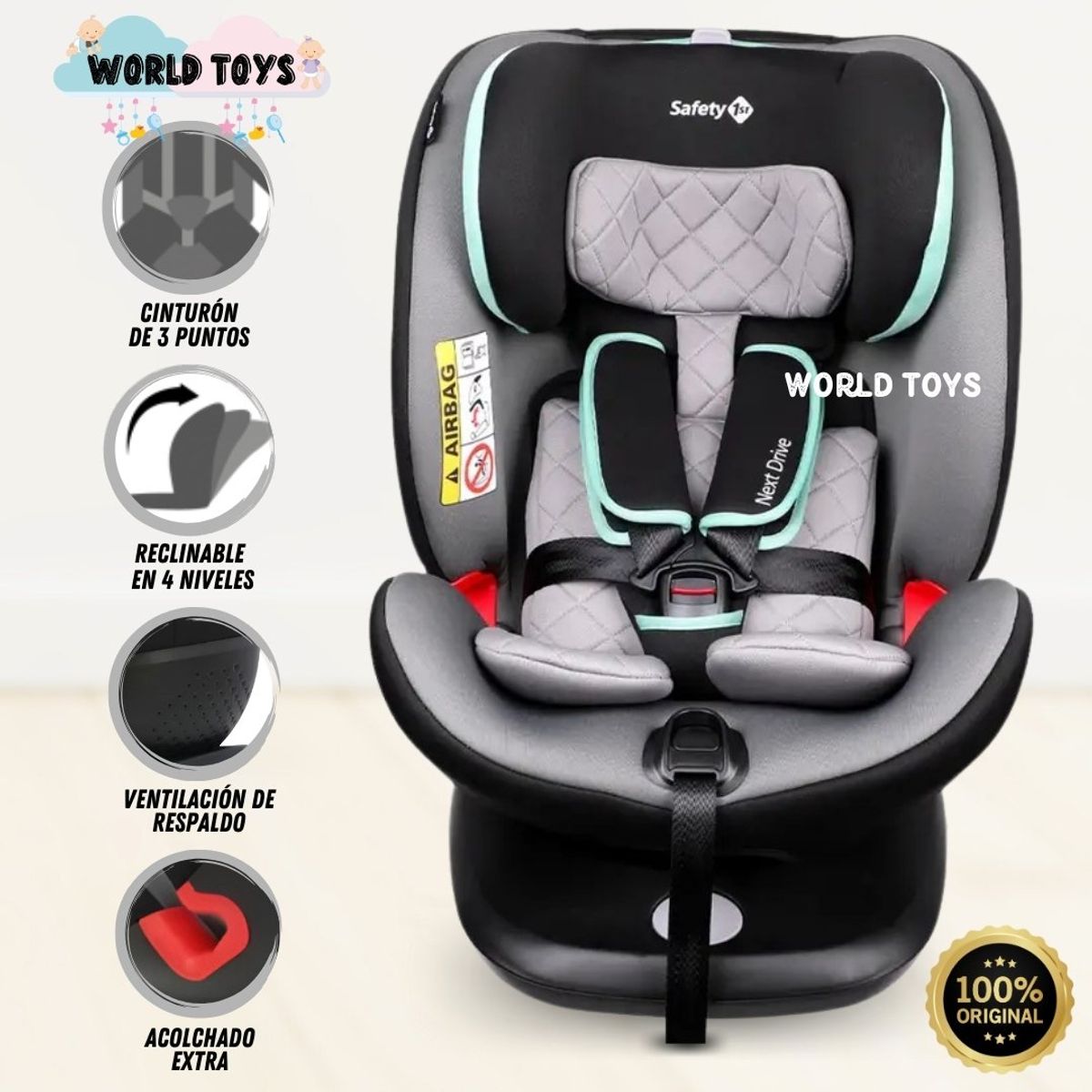 IMPORTADO MC - Silla de Auto «NEXT DRIVE» Edición Limitada Turquesa