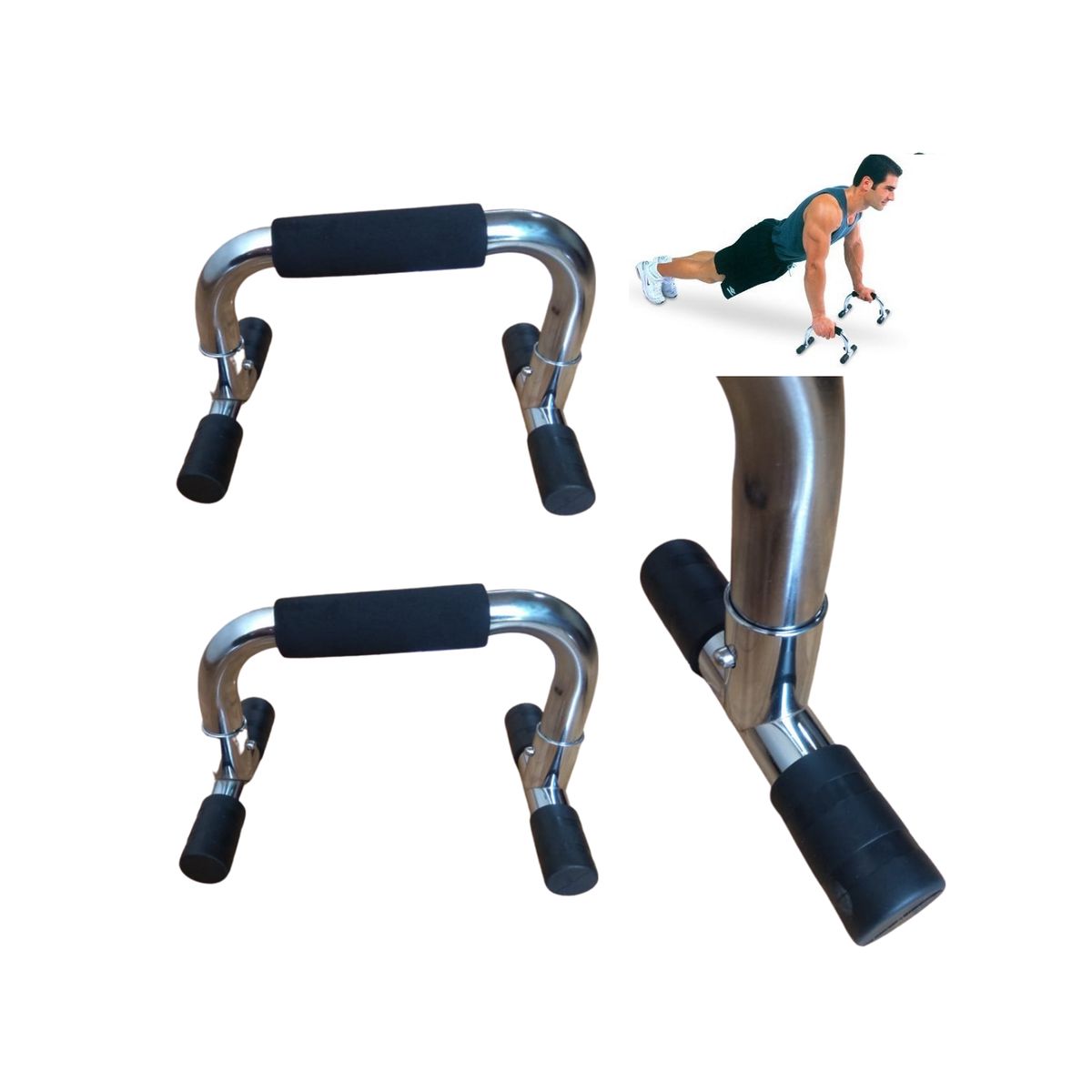 GENERICO - Push Up Bar Planchas Pectorales Cromado