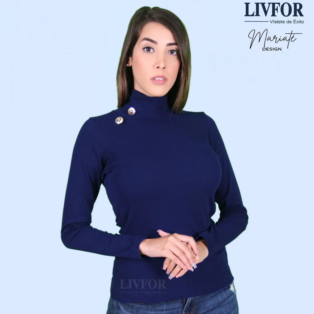 GENERICO - CAFARENA 2 BOTONES AZUL - RIB GRUESO