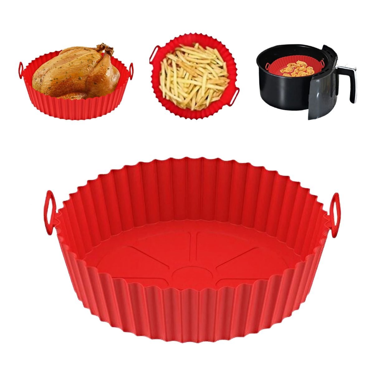 GENERICO - Molde Freidora Aire Silicona Reutilizable Antiadherente Rojo