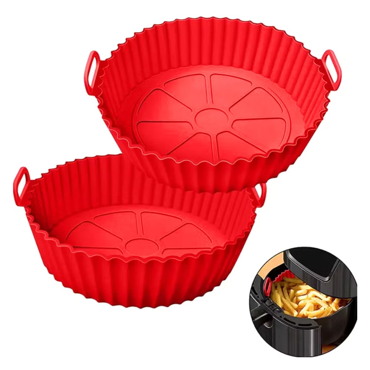 GENERICO - Molde Freidora Aire Silicona Reutilizable Antiadherente Rojo