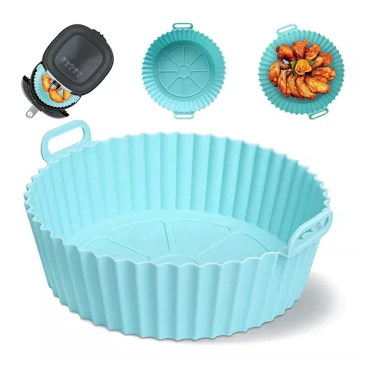 GENERICO - Molde Freidora Aire Silicona Reutilizable Antiadherente Verde agua