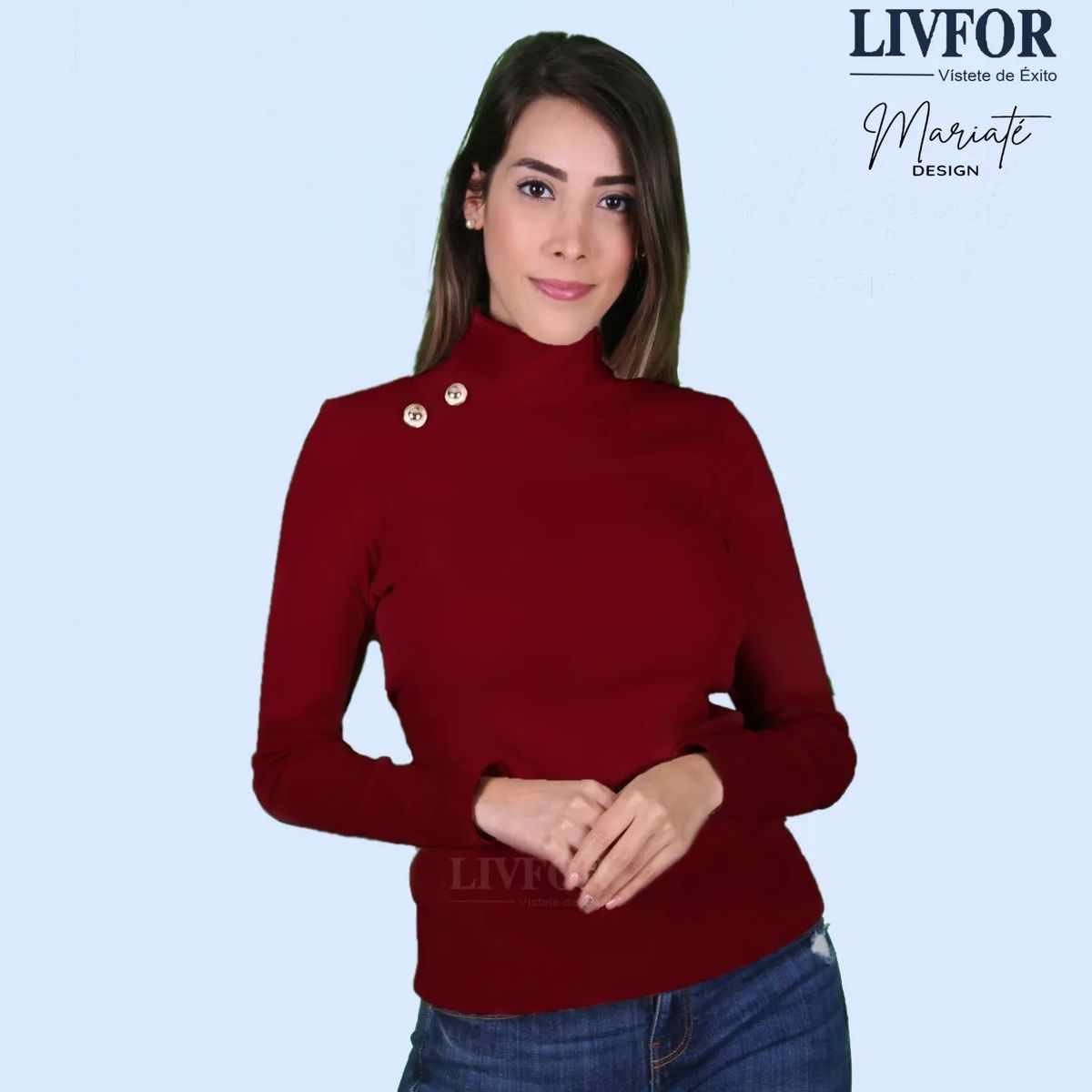 GENERICO - CAFARENA 2 BOTONES GUINDA - RIB GRUESO