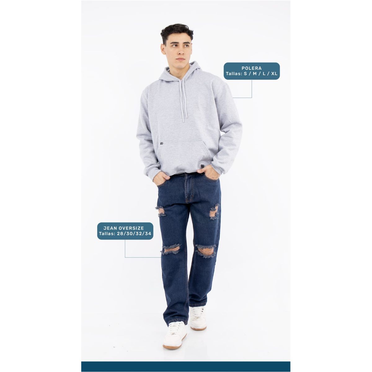 GENERICO - POLERA OVERSIZE URBANA CON CAPUCHA