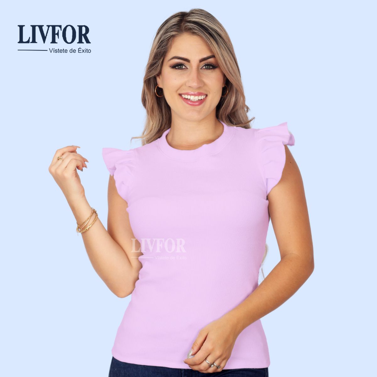 GENERICO - POLO MANGA PLIEGUES ANGELA LILA CLARO