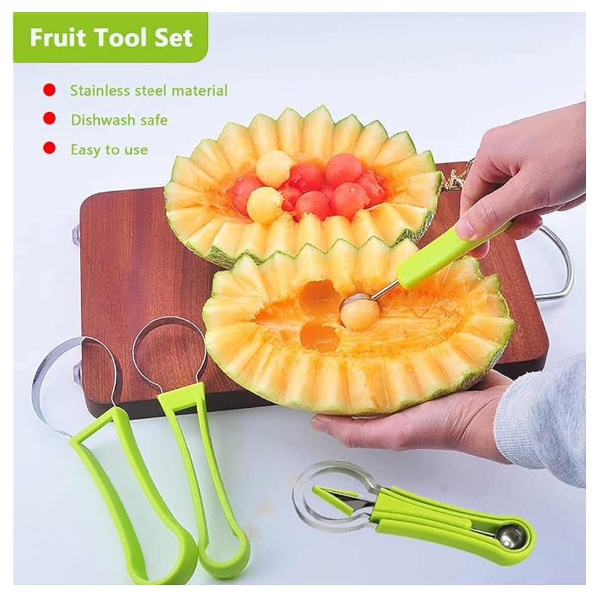 GENERICO - Set Cortadores de Frutas 4 en 1 de Acero Inoxidable