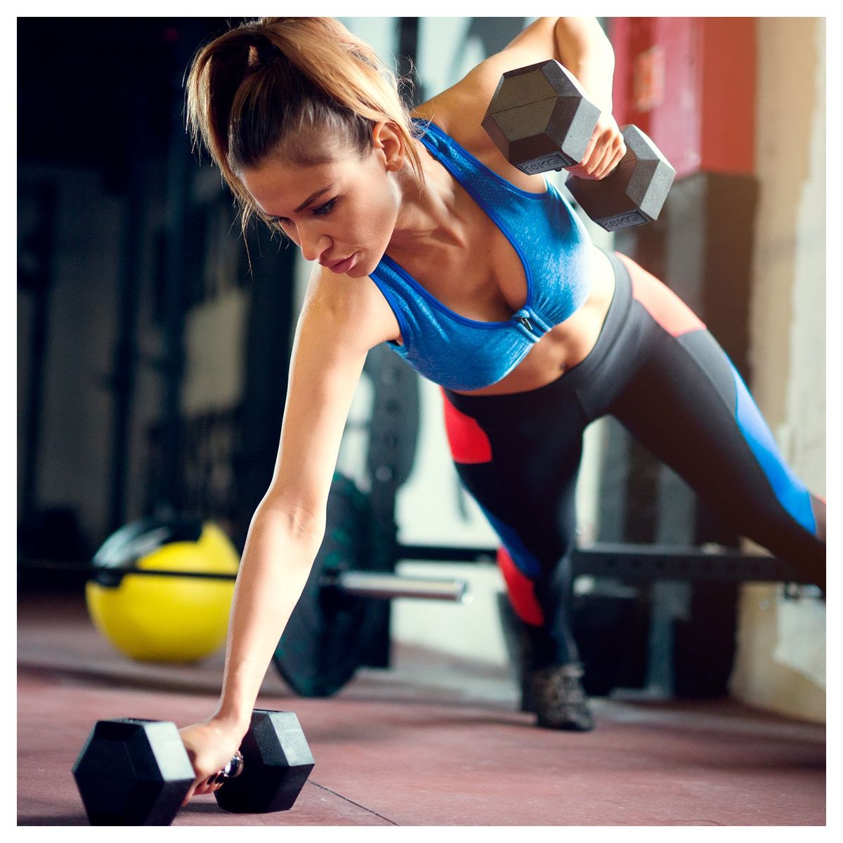 ATLETIS - Par de mancuernas hexagonales de caucho Atletis de 15kg