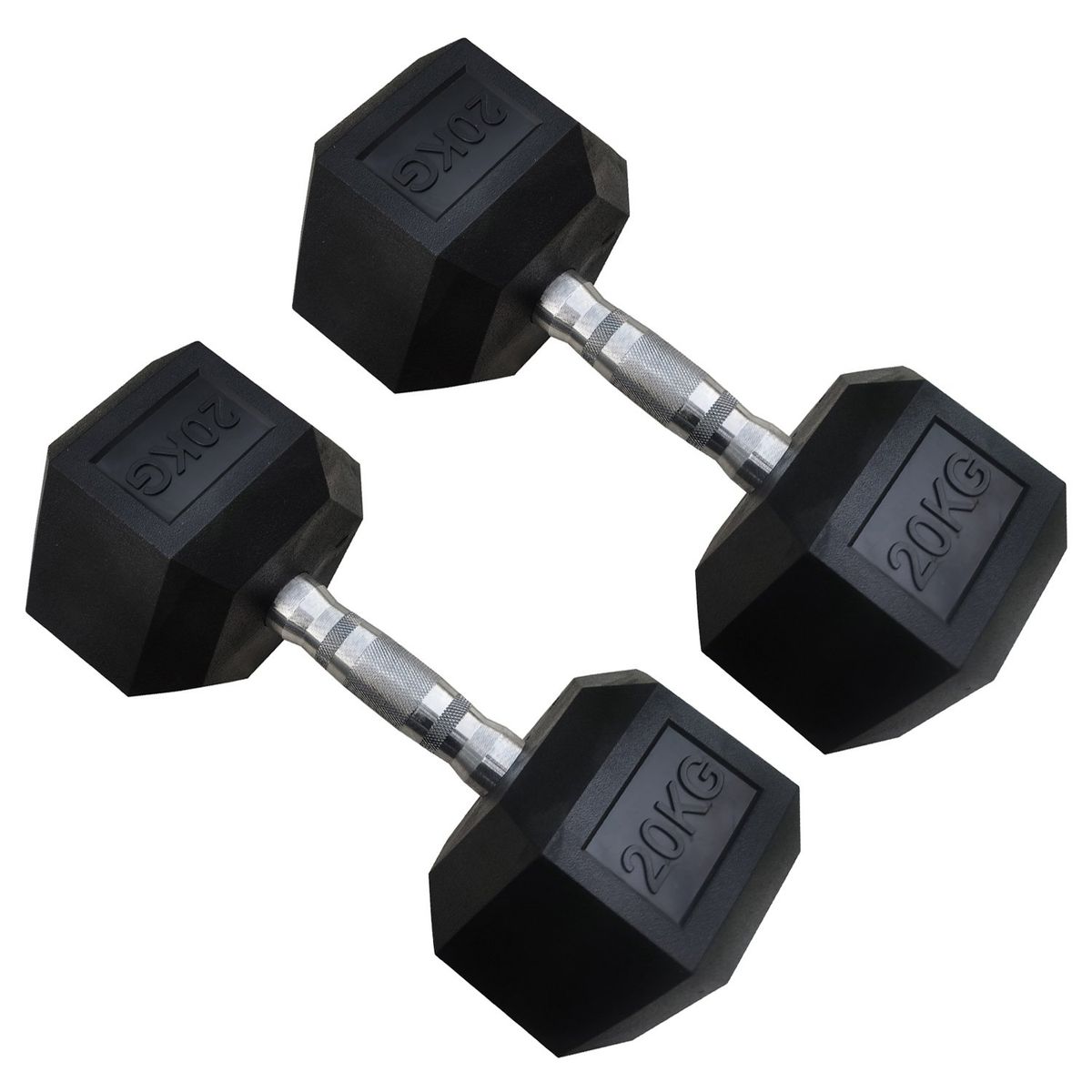 ATLETIS - Par de mancuernas hexagonales de caucho Atletis de 20kg