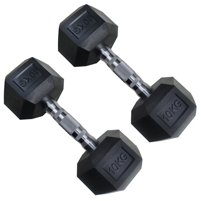 ATLETIS - Par de mancuernas hexagonales de caucho Atletis de 10kg