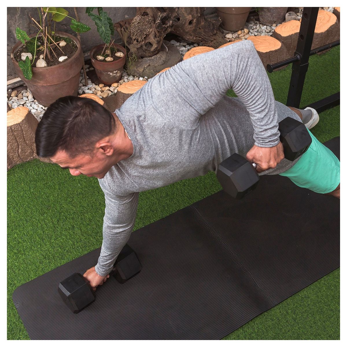 ATLETIS - Par de mancuernas hexagonales de caucho Atletis de 10kg