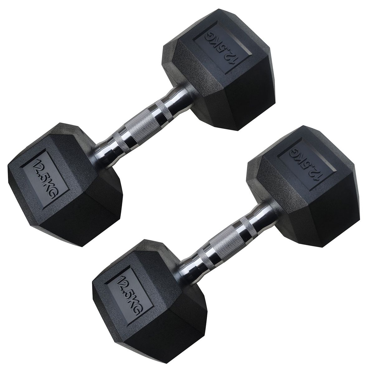 ATLETIS - Par de mancuernas hexagonales de caucho Atletis de 12,5 kg