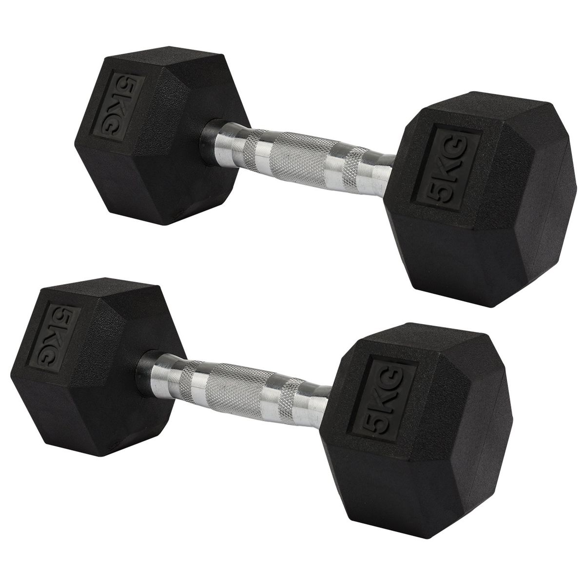 ATLETIS - Par de mancuernas hexagonales de caucho Atletis de 5kg