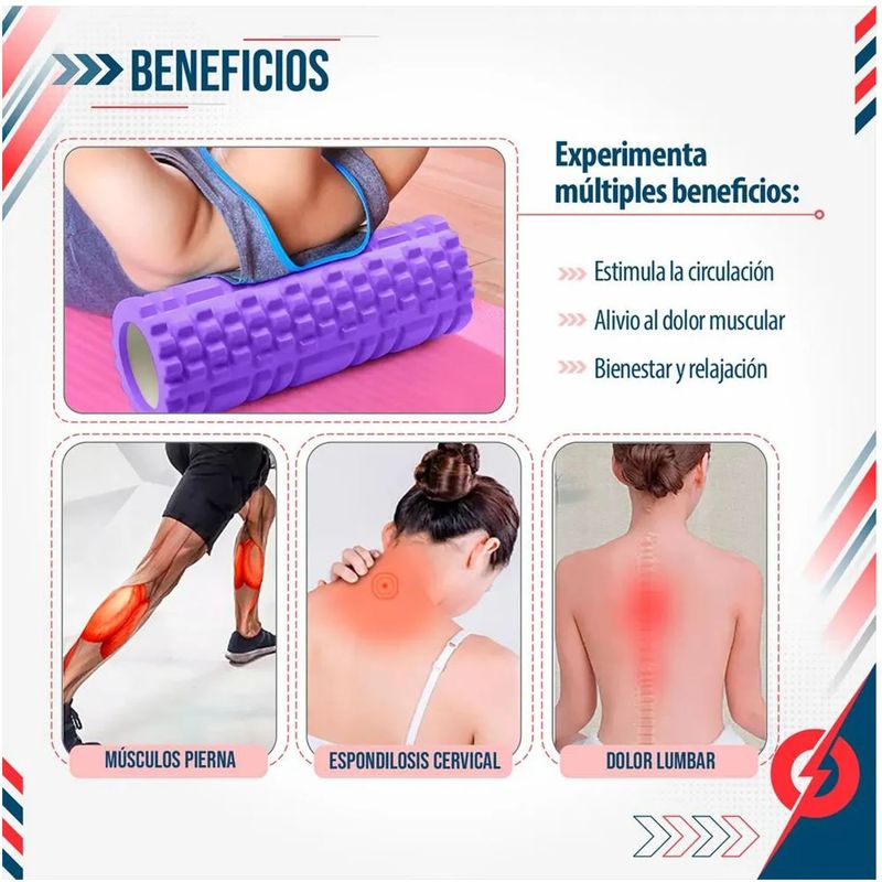 Foam Roller 35cm Rodillo de Espuma para Masaje Morado GENERICO