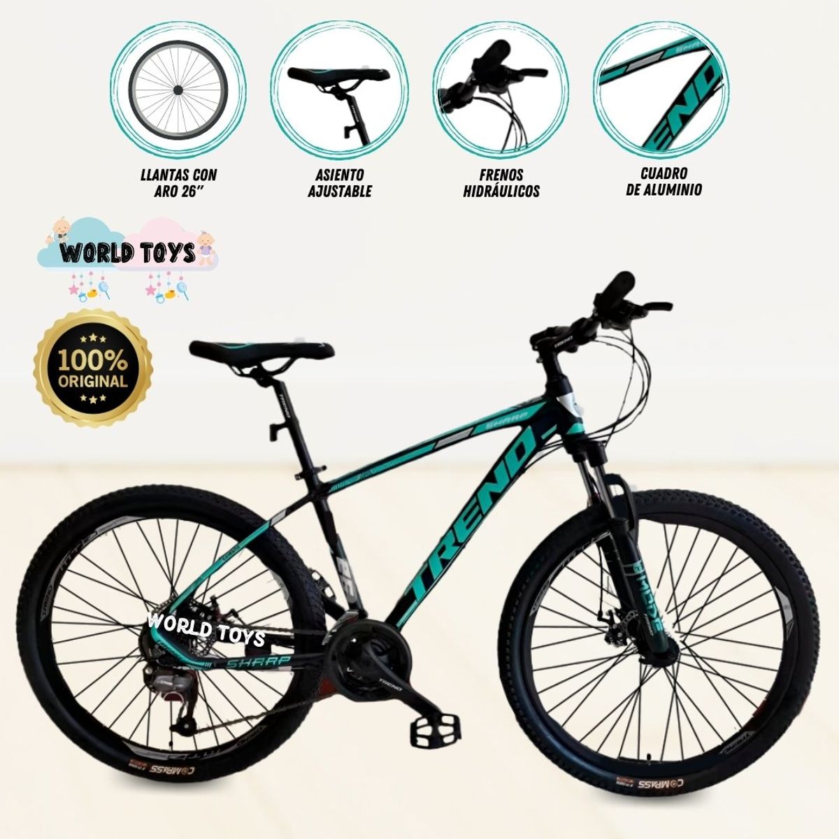 TREND - Bicicleta Deportiva Aro 26 «FLUSSO» Turquesa