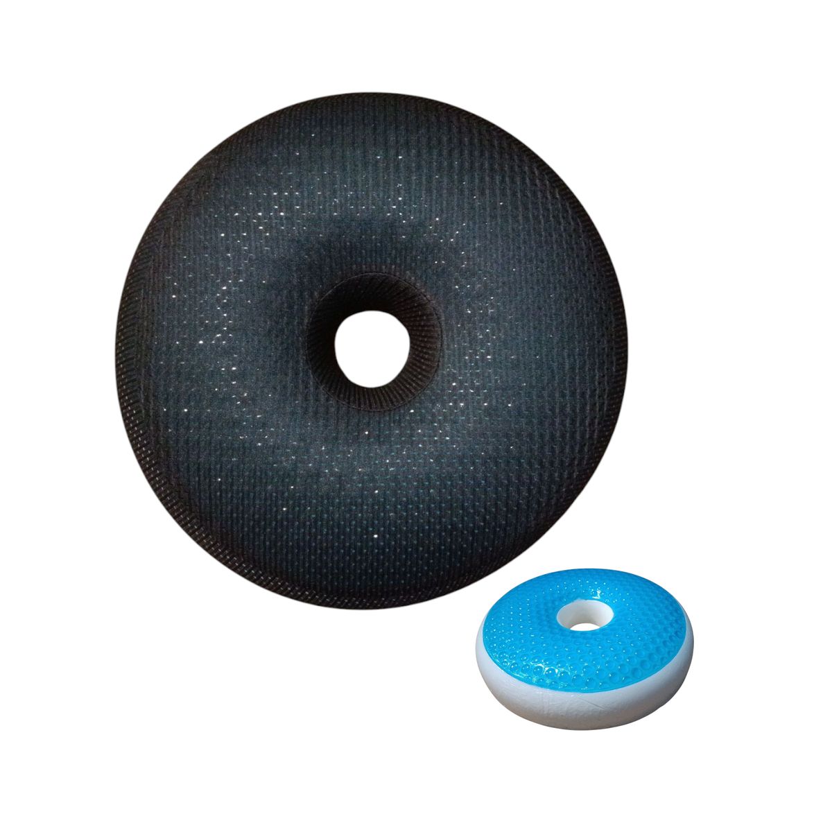 GENERICO - Cojin de Asiento Dona Redondo Viscoelastico Con Gel Y Funda Negro