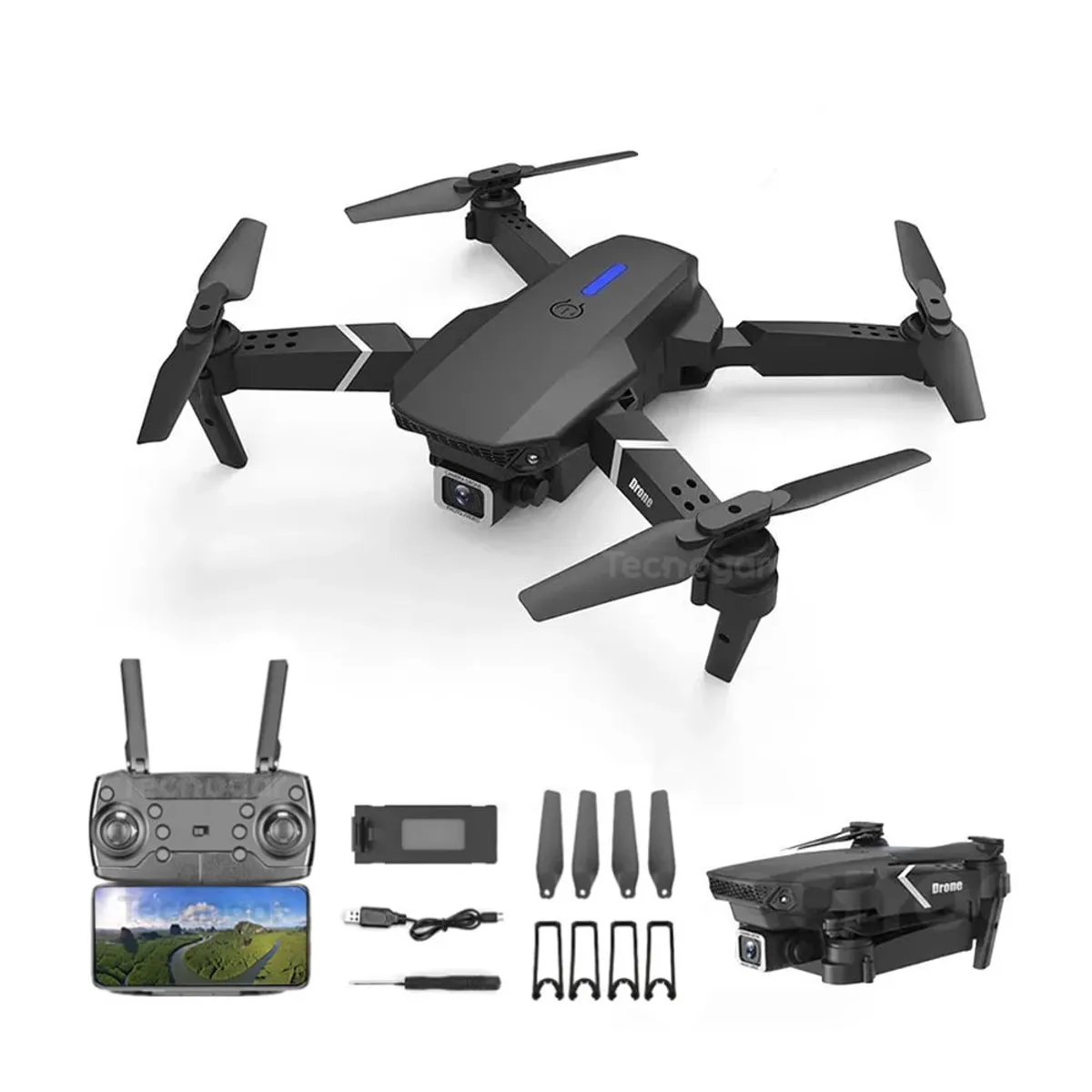 OEM - Drone Volador E88 Doble Cámara con Estuche Protector HD.