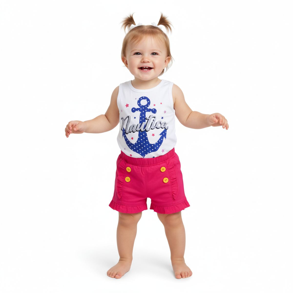 GENERICO - Conjunto Para Bebé Ancla Blanco de Algodón Pima