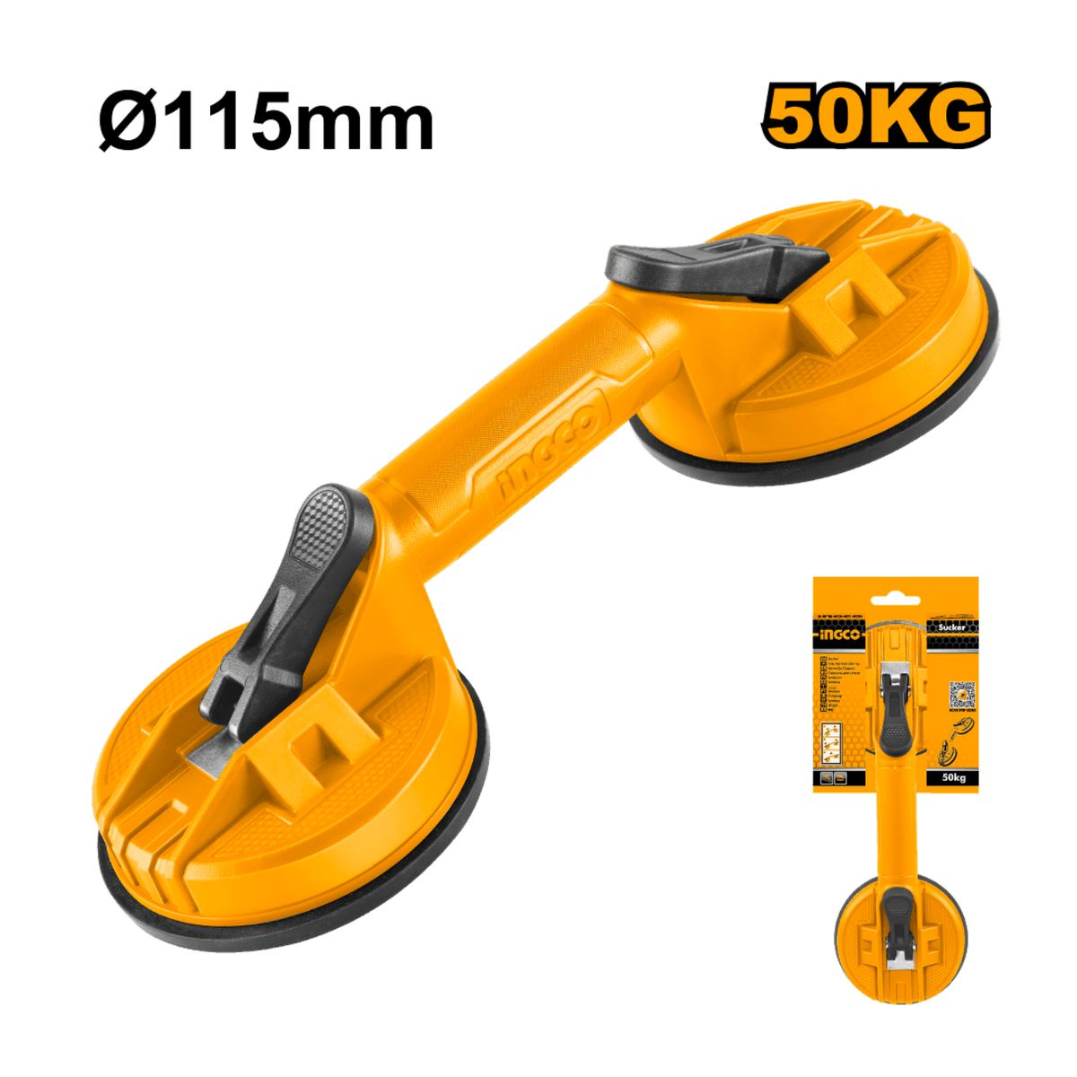 INGCO TOOLS - Ventosa Doble Ingco para Vidrio y Cerámicos 50KG Ingco