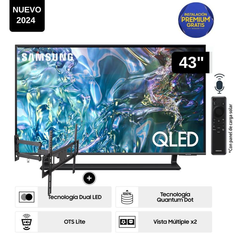 SAMSUNG - Televisor Samsung QLED Tizen OS Smart Tv 43 4K QN43Q65DAGXPE + Rack Giratorio