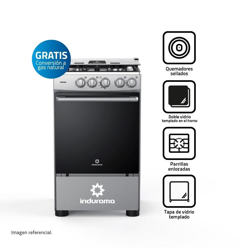 INDURA - Cocina Indurama de 4 Hornillas Fontana.