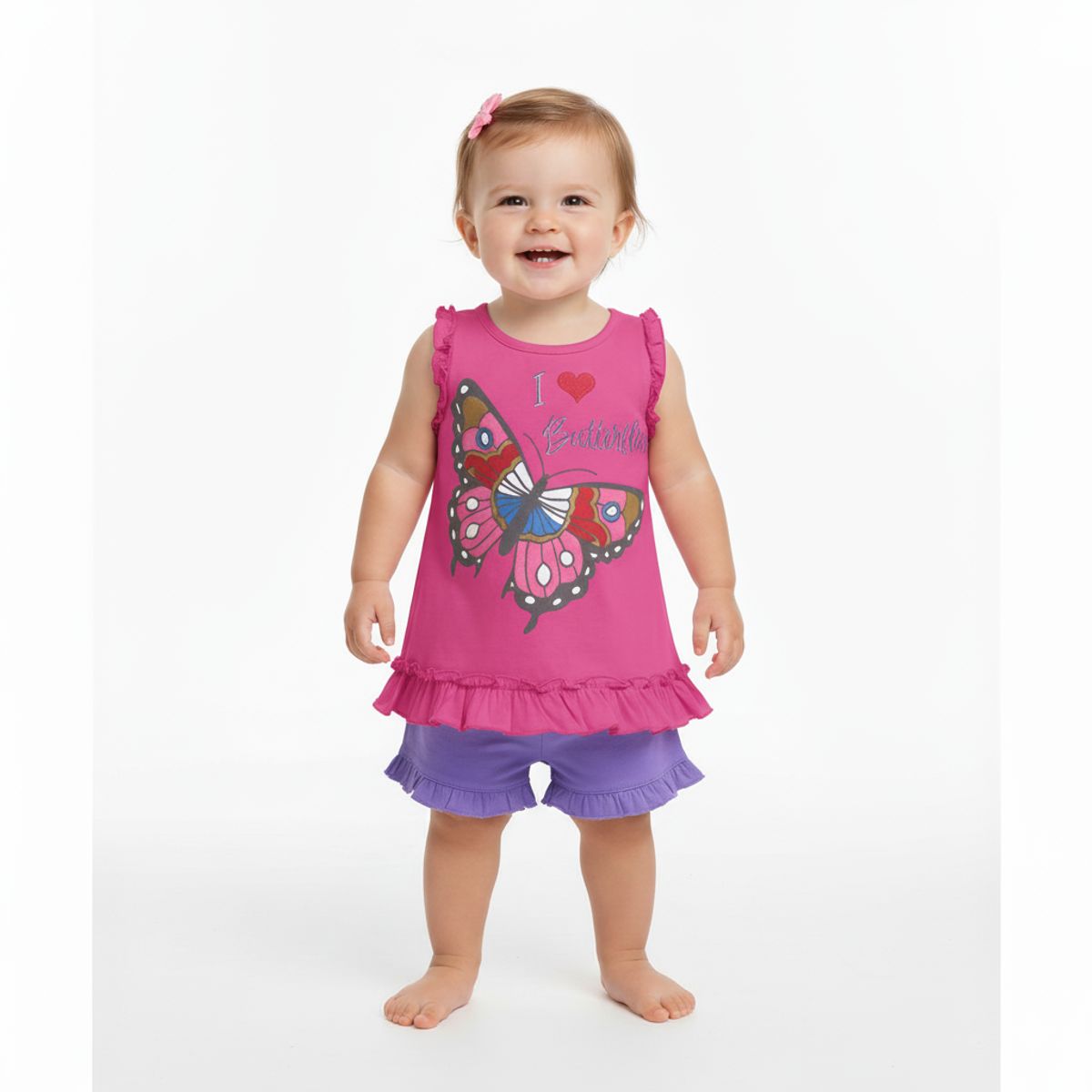 GENERICO - Conjunto Para Bebe Mariposa Chicle de Algodón Pima