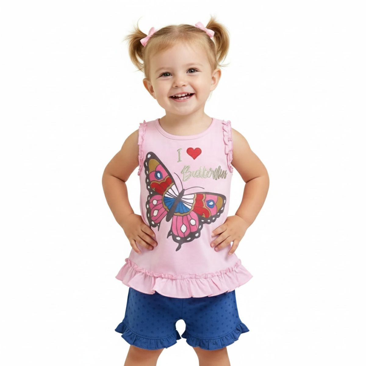 GENERICO - Conjunto Para Bebé Mariposa Rosado de Algodón Pima