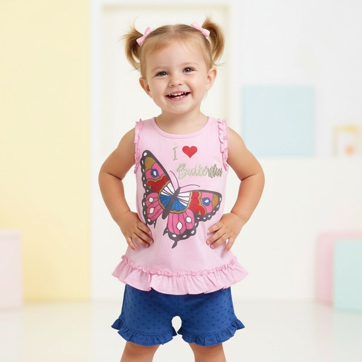 GENERICO - Conjunto Para Bebé Mariposa Rosado de Algodón Pima